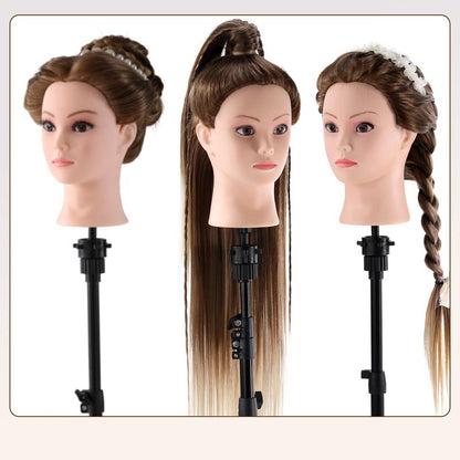 Mannequin Head with Hair, Mannequin Cosmetology Manikin Practice Doll Head for hair styling Braiding Hairdressing Head with Table Clamp + DIY Hair Styling Set