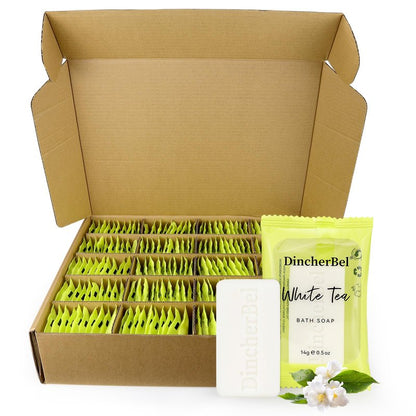 DincherBel 200 Pack 0.5oz Small Soap, Mini Rectangles Cleansing Bars Soap Bulk Travel Size, Individually Wrapped Toiletries Amenities for Hotel, Airbnb, Shelter, Camping and Travel