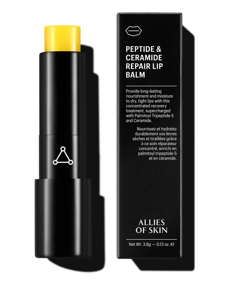 Allies of Skin Peptide & Ceramide Repair Lip Balm Treatment - with Palmitoyl Tripeptide-5, Ceramide NP, Sea Buckthorn, Avocado & Sunflower Seed Oil, Shea Butter, Vitamin C & E. 3.8g/ 0.13 oz