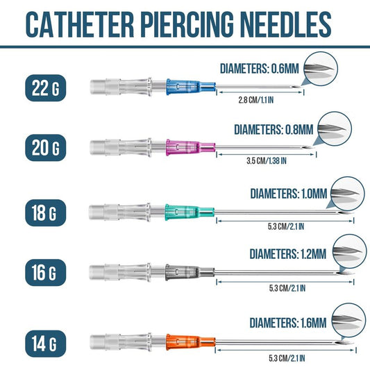 Gouevn Catheter Piercing Needles - 50PCS Piercing Needles 16G Cateter Para Piercing Hollow Needle Piercing Kit for Ear Nose Lip Belly Body Piercing Needle Kit
