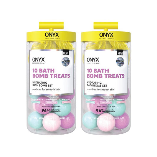 Onyx Professional Hydrating Bath Bomb Gift Set, 2 Pack - Includes 20 Bath Bombs and 2 Loofahs, Nourishes for Smooth Skin, Made with Shea Butter