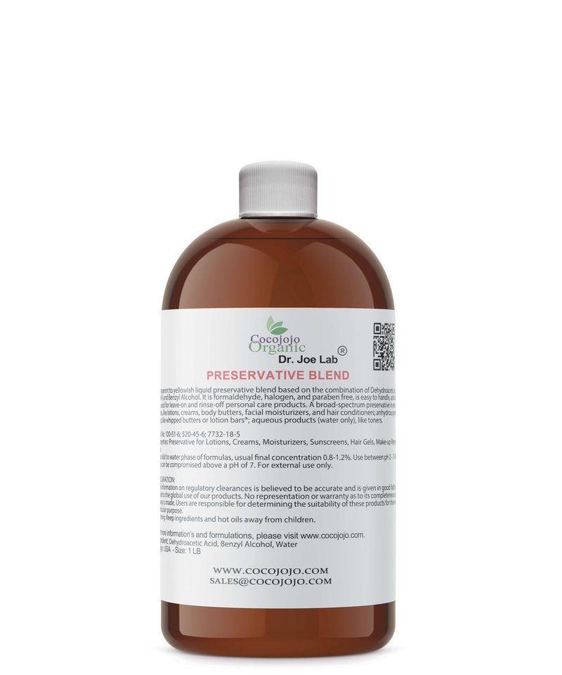 Dr Joe Lab Cosmetic Preservative Blend Dehydroacetic Acid & Benzyl Alcohol - DIY Skin Care Lotion Making Cream Makeup Remover Oil-In-Water Butter Moisturizer Wash Conditioner Formulas (16 oz)