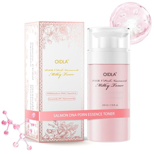 PDRN Pink Niacinamide Milky Toner for Hydrating, Moisturizing, Soothing, Ceramide, Peptide, Glass Glow Skin, Equivalent Korean Skincare Toner for face | 230ml 7.78 fl. Oz.
