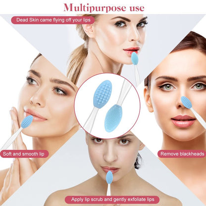Yoizyfree 5 Pcs Lip Scrub Brush,Lip Scrubber Exfoliator,Double-Sided Silicone Lip Brush Tool for Men Women Lip Lightening, Lip Exfoliator Scrubber Tool for Dark Lips