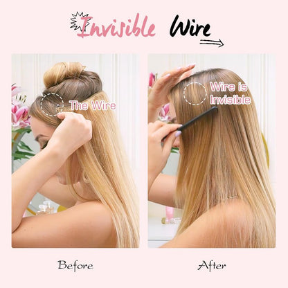 Halo Hair Extensions,Prokyvity Halo Hair Extensions Real Human Hair,Invisible Adjustable Wire Extensions for Seamless Blending 16 inch/65g Golden Brown Streaked with Bleach Blonde