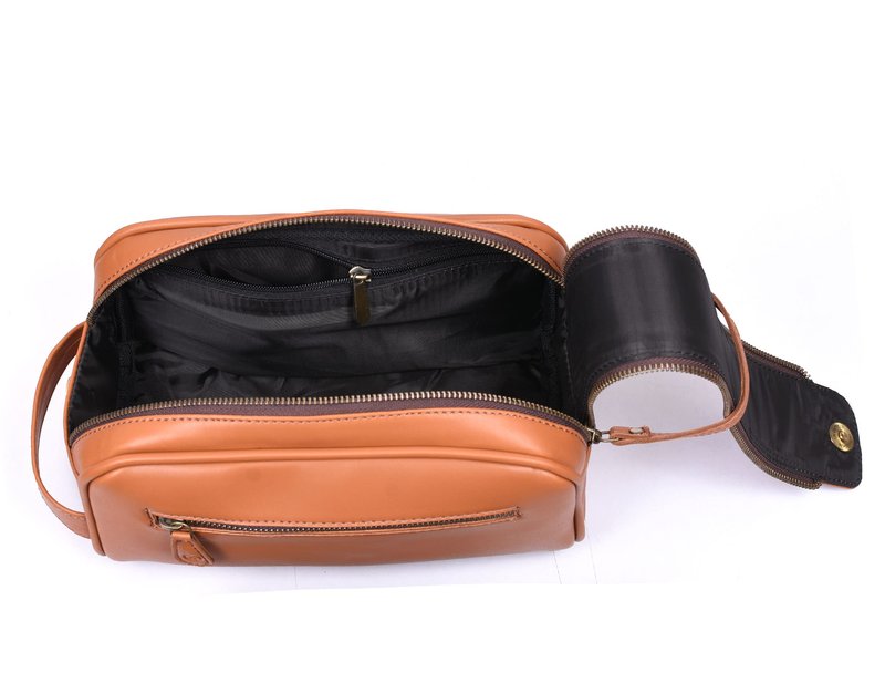 Leather Toiletry Travel Pouch Faux Leather Waterproof Dopp Kit By Aaron Leather Goods