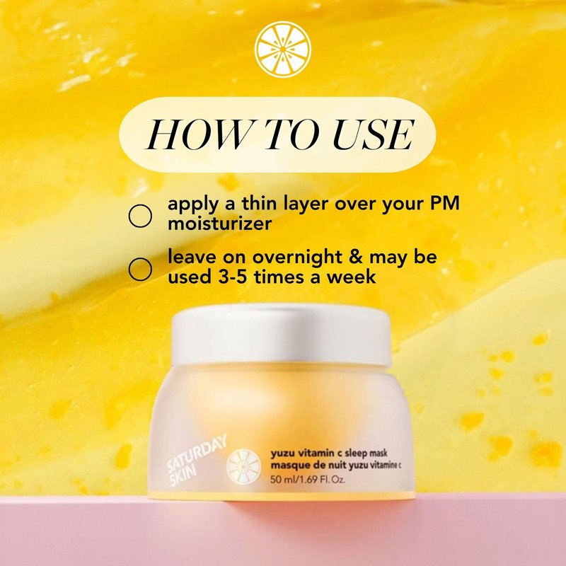 Saturday Skin Yuzu Vitamin C Overnight Sleep Mask Regenerist Retinol Ultra Rich Face Moisturizer Cream Smooth Skin and Reduce Wrinkles Ideal for All Skin Types