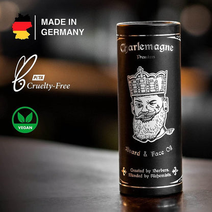 Charlemagne Vegan Beard Oil - 30ml, Lime/Mint Scent - Hydrating Conditioner - Alternative to Heavy Beard Balm - Promotes Growth - Made in Germany