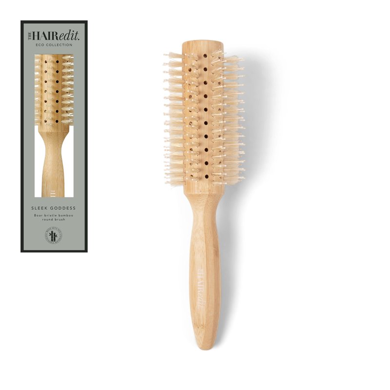 The Hair Edit Sleek Goddess Boar Bristle Bamboo Round Brush,Vented Blowdry Hair Brush for Smooth Shine & Flyaway Control, Distributes Natural Oils, Lightweight Eco-Friendly, Hairbrush for Women