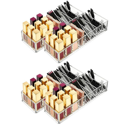 Foraineam 4 Pack Acrylic Compact Organizer Cosmetics Beauty Care Powder Holder Blushes Highlighters Eyeshadow Makeup Organizer