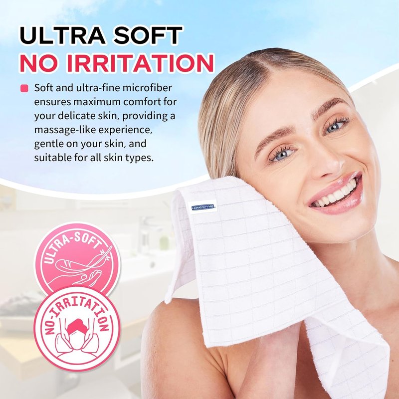 HOMERHYME Microfiber Washcloths, 50 Pack Wash Cloths Face Towel, Soft Lint Free Quick Dry Gym Towels, Absorbent Multi-Purpose Hand Towels for Bathroom Kitchen Salon Spa, Multicolor