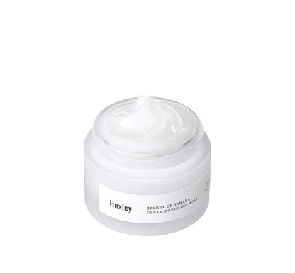 Huxley Secret of Sahara Fresh and More Cream, Lightweight Hydrating Korean Gel Face Cream, Non-Sticky Fast-Absorbing, Moroccan Cactus Water + Extract, Prickly Pear Seed Oil, 50 ml /1.69 fl. oz.