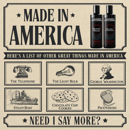 Polished Gentleman Beard Shampoo and Conditioner Set - Refreshing Beard Moisturizer & Mustache Softener - Beard Thickener with Tea Tree & Growth Oil - Paraben-Free & Sulfate-Free - Made by USA (8oz)