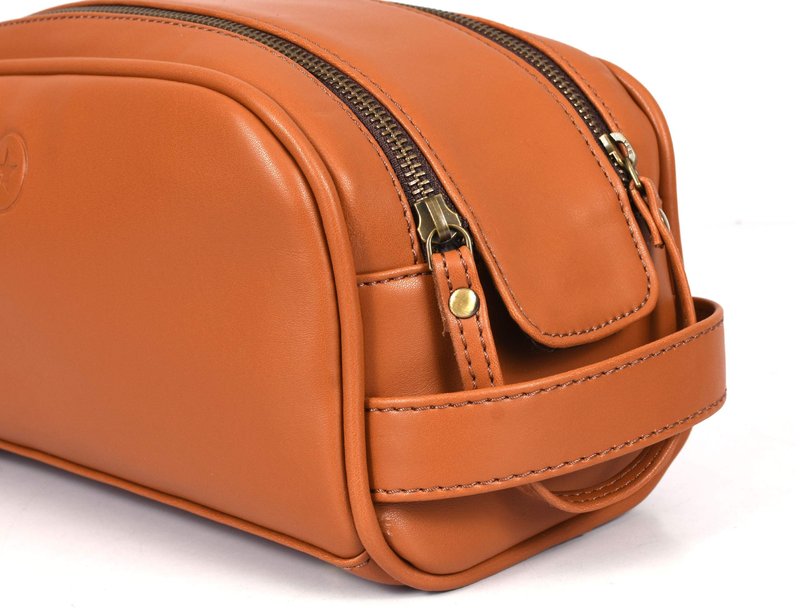 Leather Toiletry Travel Pouch Faux Leather Waterproof Dopp Kit By Aaron Leather Goods