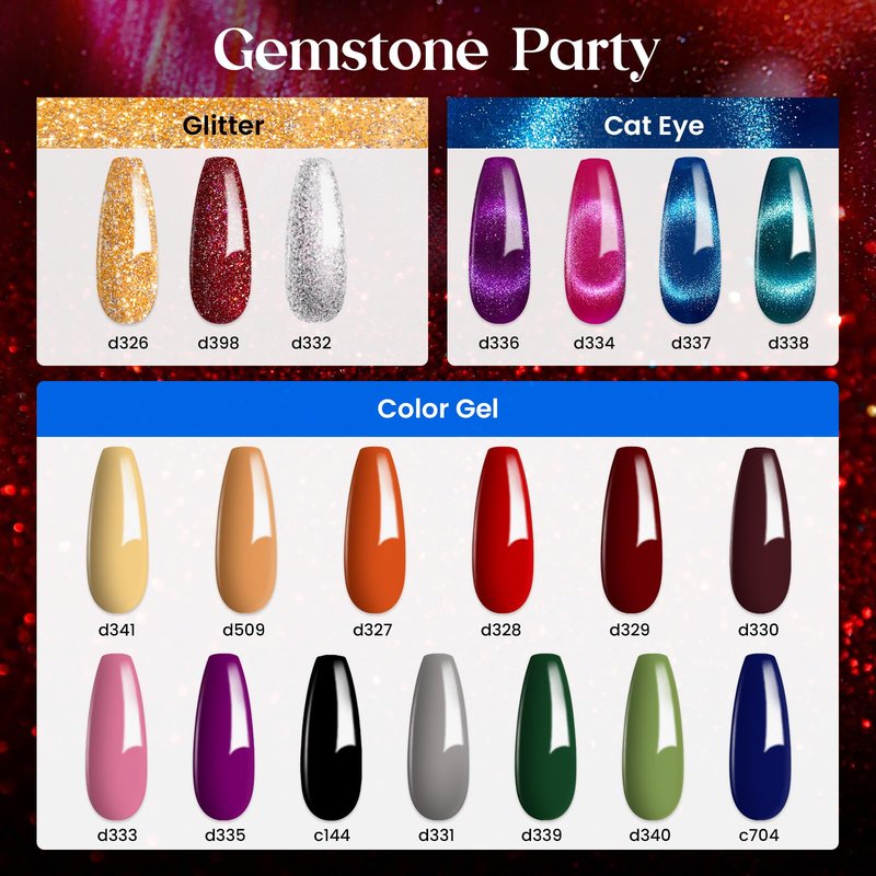 Beetles Cat Eye Gel Nail Polish Set - 20 Colors Gemstone Party Gel Polish Set Pink Blue Red Purple Glitter with Magnet Pen Base Top Coat DIY Salon Manicure Soak Off UV LED Spring Gifts for Women