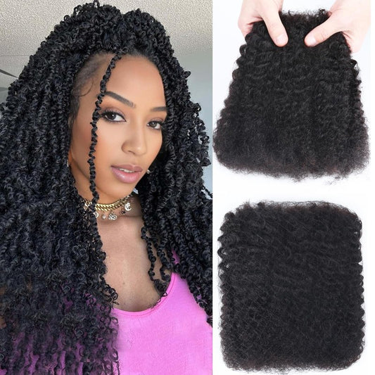 Afro Kinkys Bulk Human Hair for Braiding Afro Kinky-Curly Human Hair Bulk for Twist Ginger 18 Inch 50g/Bundle No Weft 4c Kinky Curly Bundles for Braids Micro Locs Dreadlock Extensions #350