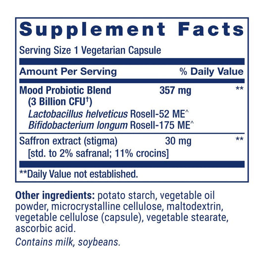 Life Extension FLORASSIST® Probiotic Mood Improve, probiotic and Saffron Blend enhances Mood and Mental Outlook, Non-GMO, Gluten-Free, 1 Daily, Vegetarian, 30 Capsules