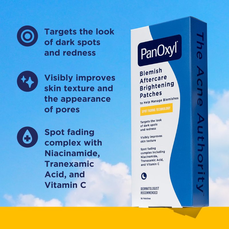 PanOxyl Pimple Patch Bundle - Acne Foaming Wash Benzoyl Peroxide 10%, PM Overnight Spot Patches & Blemish Brightening Patches