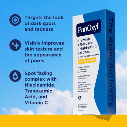PanOxyl Pimple Patch Bundle - Acne Foaming Wash Benzoyl Peroxide 10%, PM Overnight Spot Patches & Blemish Brightening Patches