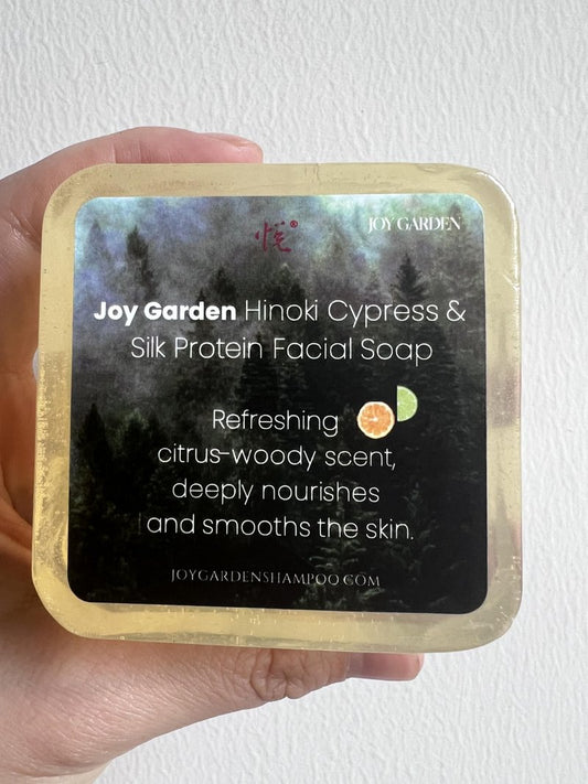 Joy Garden Hand made Ali Mountain Hinoki Silk Protein Facial Soap Rich, long-lasting Woody scent with a hint of citrus aroma with a calming effect contain Hydrolyzed Silk Protein