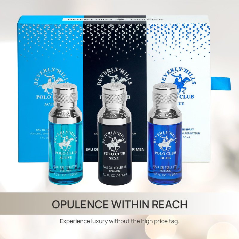 Beverly Hills Polo Club MENS 3PC SLIDER - BLUE VARIANT - CONTAINS BLUE/SEXY/ACTIVE 1OZ EDTs