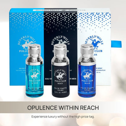 Beverly Hills Polo Club MENS 3PC SLIDER - BLUE VARIANT - CONTAINS BLUE/SEXY/ACTIVE 1OZ EDTs
