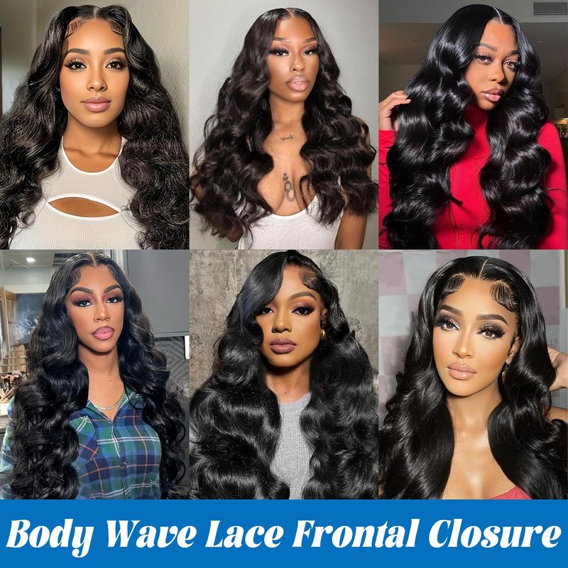 13 x 4 Lace Frontal Closure Body Wave Ear to Ear Transparent Lace Front Closure 14 inch Body Wave Human Hair Brazilian Virgin Pre Plucked Hairline Natural Black Color