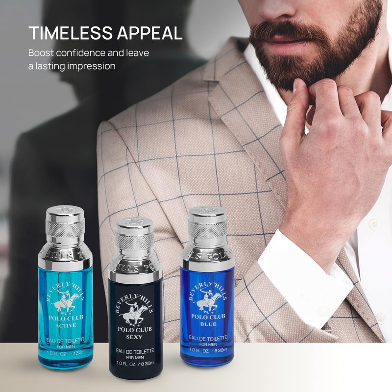 Beverly Hills Polo Club MENS 3PC SLIDER - BLUE VARIANT - CONTAINS BLUE/SEXY/ACTIVE 1OZ EDTs