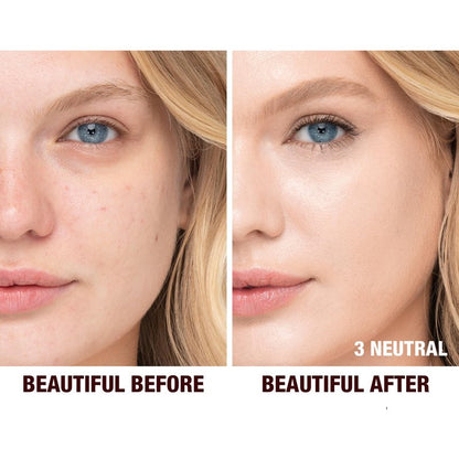 Charlotte Tilbury Beautiful Skin Medium Coverage Hydrating Foundation - Buildable Liquid Makeup for Instant Glow, Plumping Hydration & Lasting Skincare Benefits - 3 Neutral