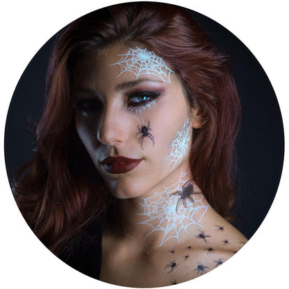 Tattoocrew 2 x Pretty Little Killers Face Halloween Temporary Tattoo, Spider Costume, Witch, Web, Horror