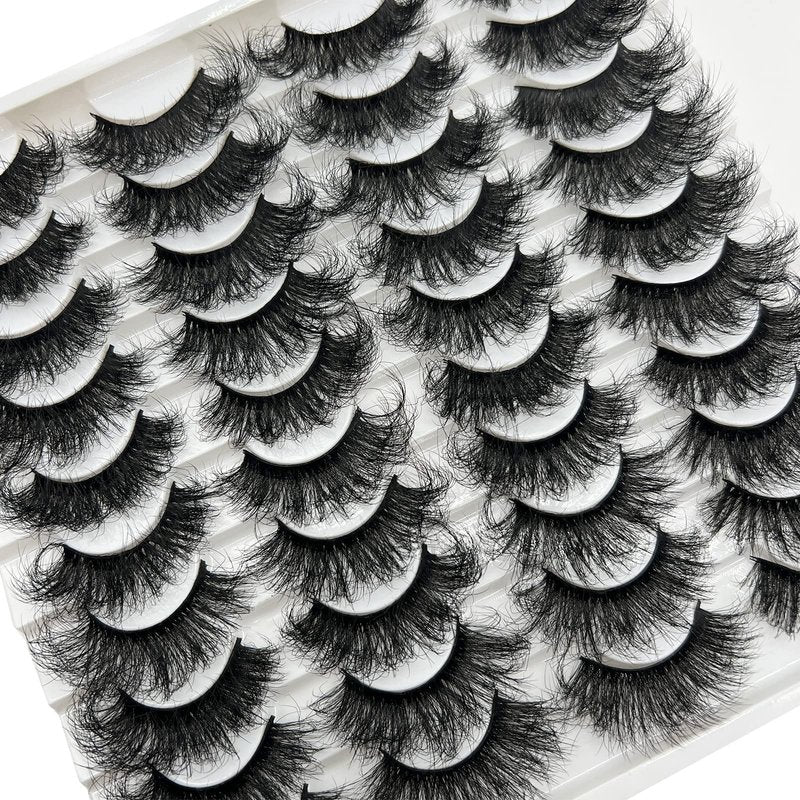 TIKILEY Mink Eyelashes Fluffy 20 MM 3D Thick Big Faux Mink Lashes Natural Look, Wholesale Cat Eye Dramatic Long 20MM Eye Lashes Pack